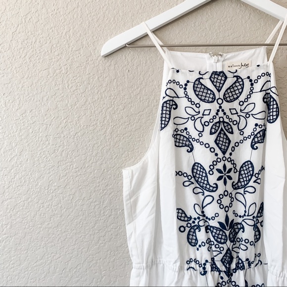 NWT! White Maison Jules Embroidered Midi Dress L - Picture 4 of 5